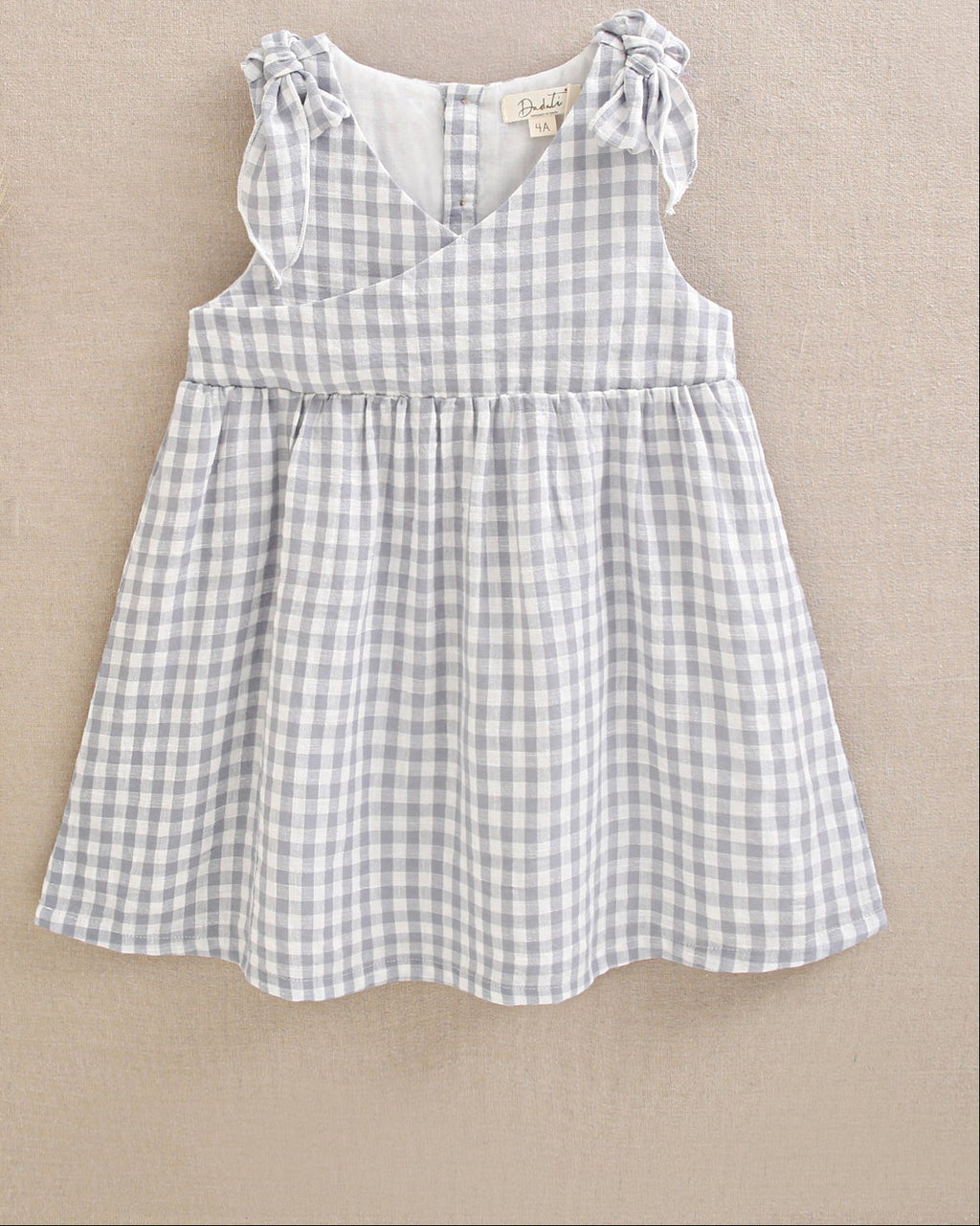 Vestido de cuadro vichy azul polvo