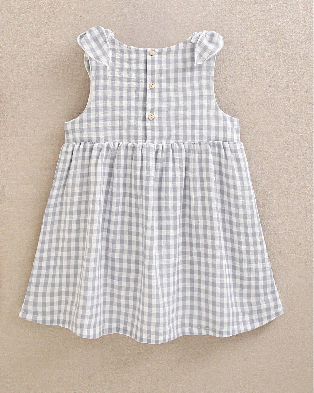 Vestido de cuadro vichy azul polvo