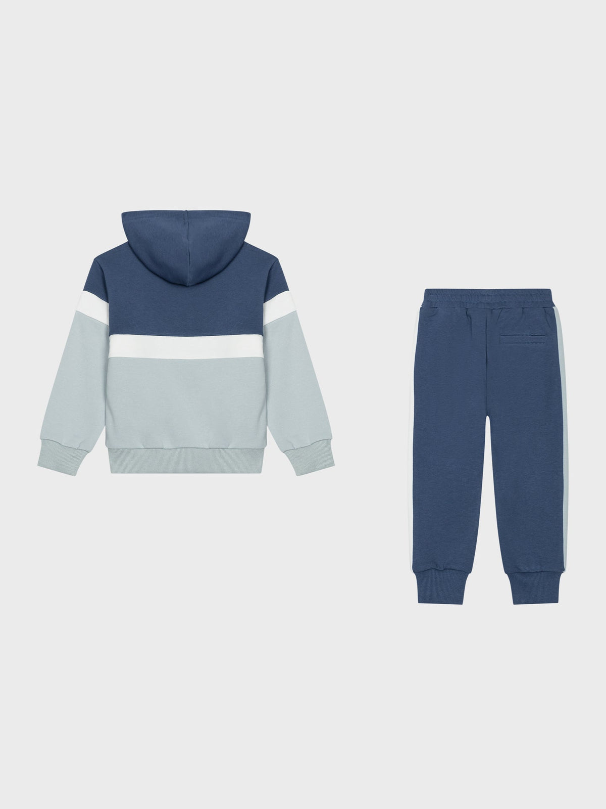 Conjunto chándal color block para niño azul marino y verde - vista trasera