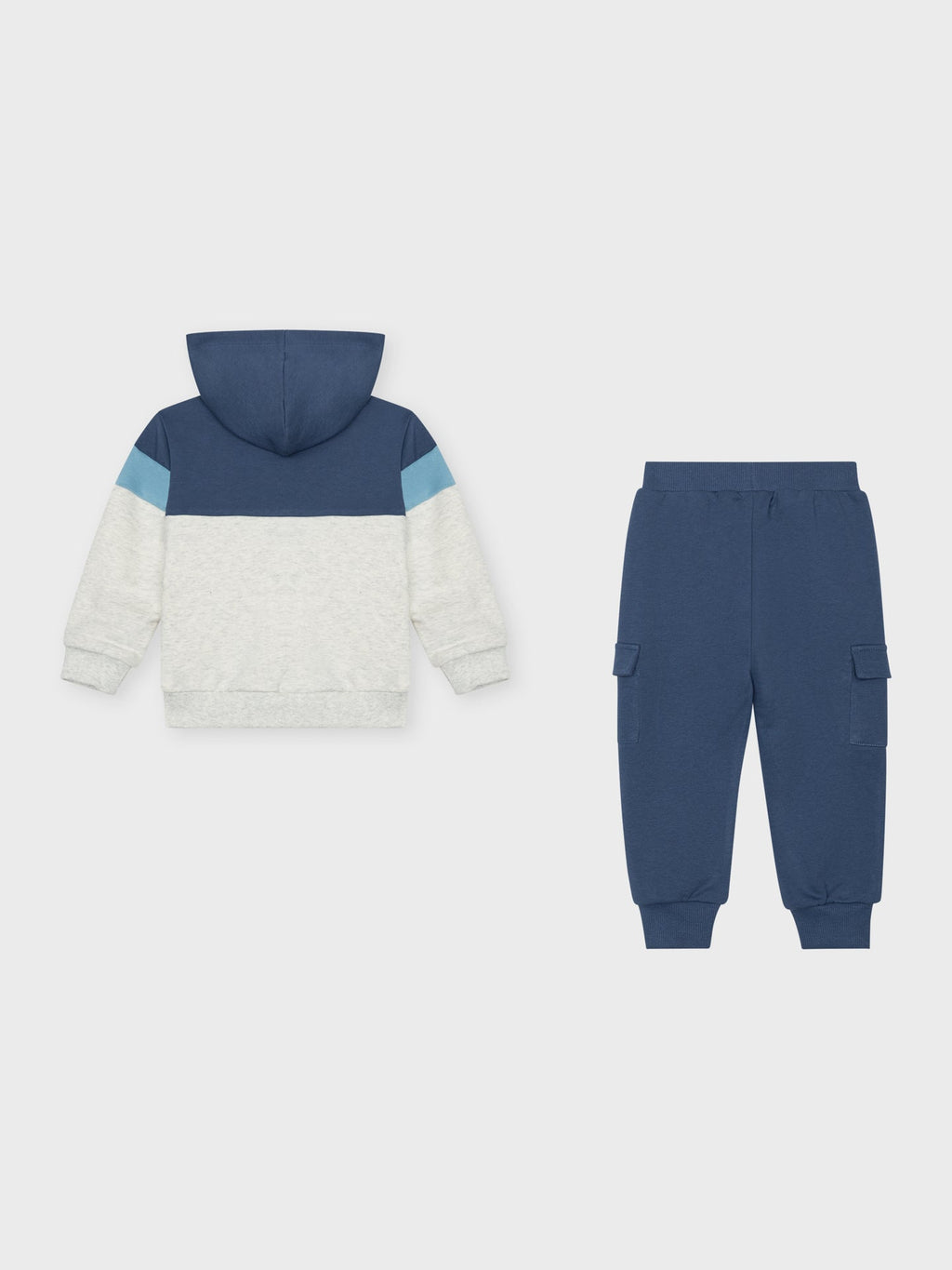 Conjunto chándal anorak color block para niño azul marino y gris - vista trasera