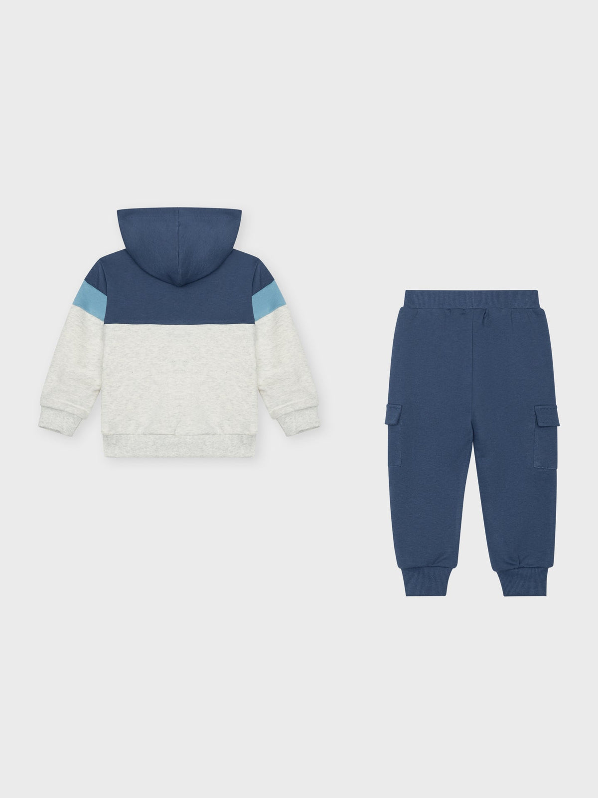 Conjunto chándal anorak color block para niño azul marino y gris - vista trasera