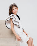 Vestido asimétrico crudo doble volante manga
