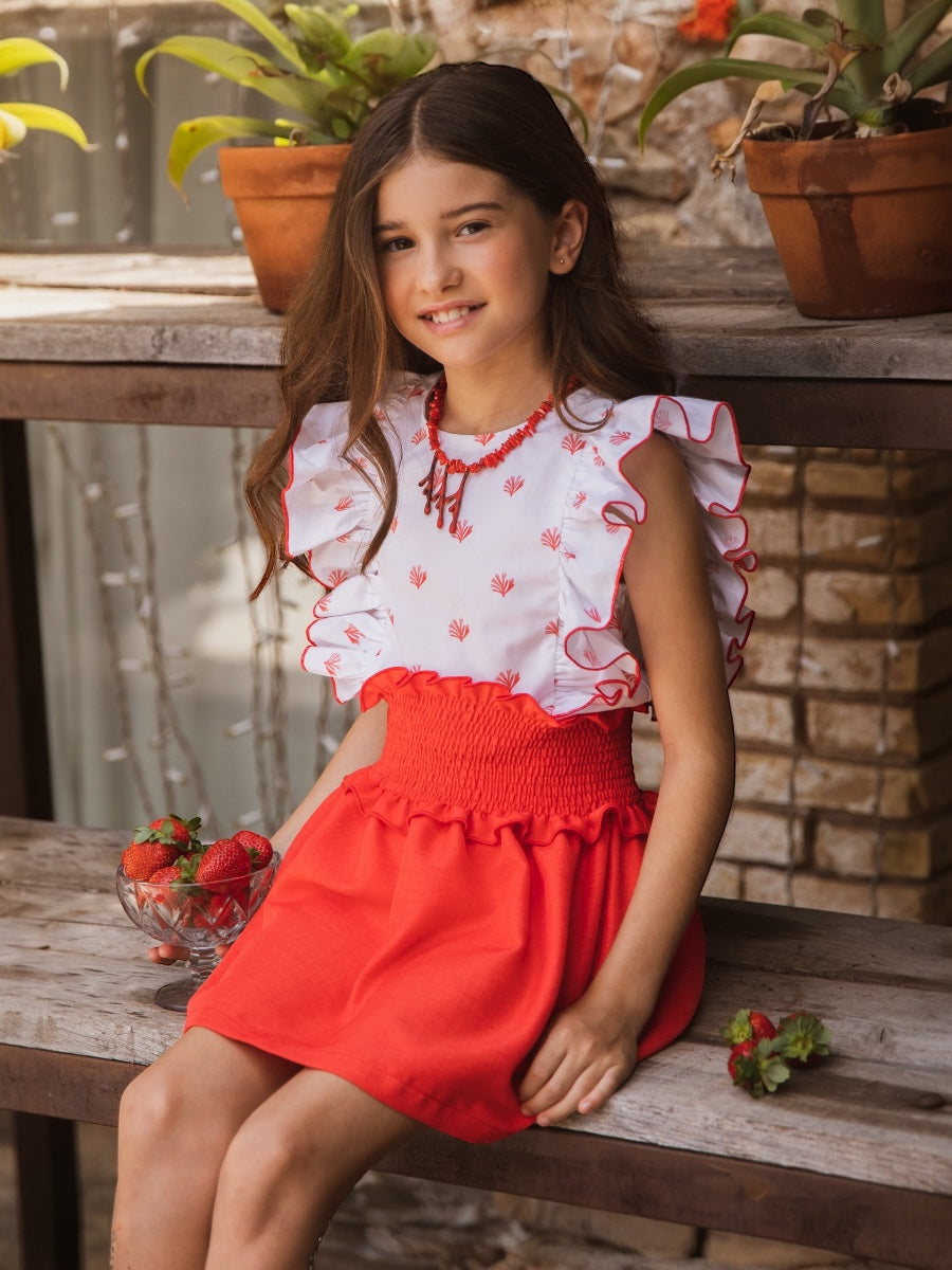 Conjunto niña blusita y falda engomada