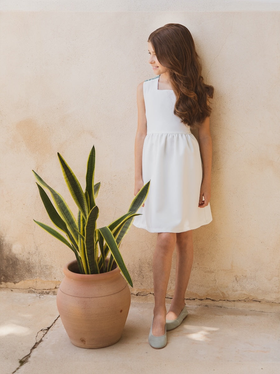 Vestido Sunny blanco cruzado espalda
