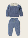 Jersey William con canesú nórdico azul y Pantalón Tricot Nels