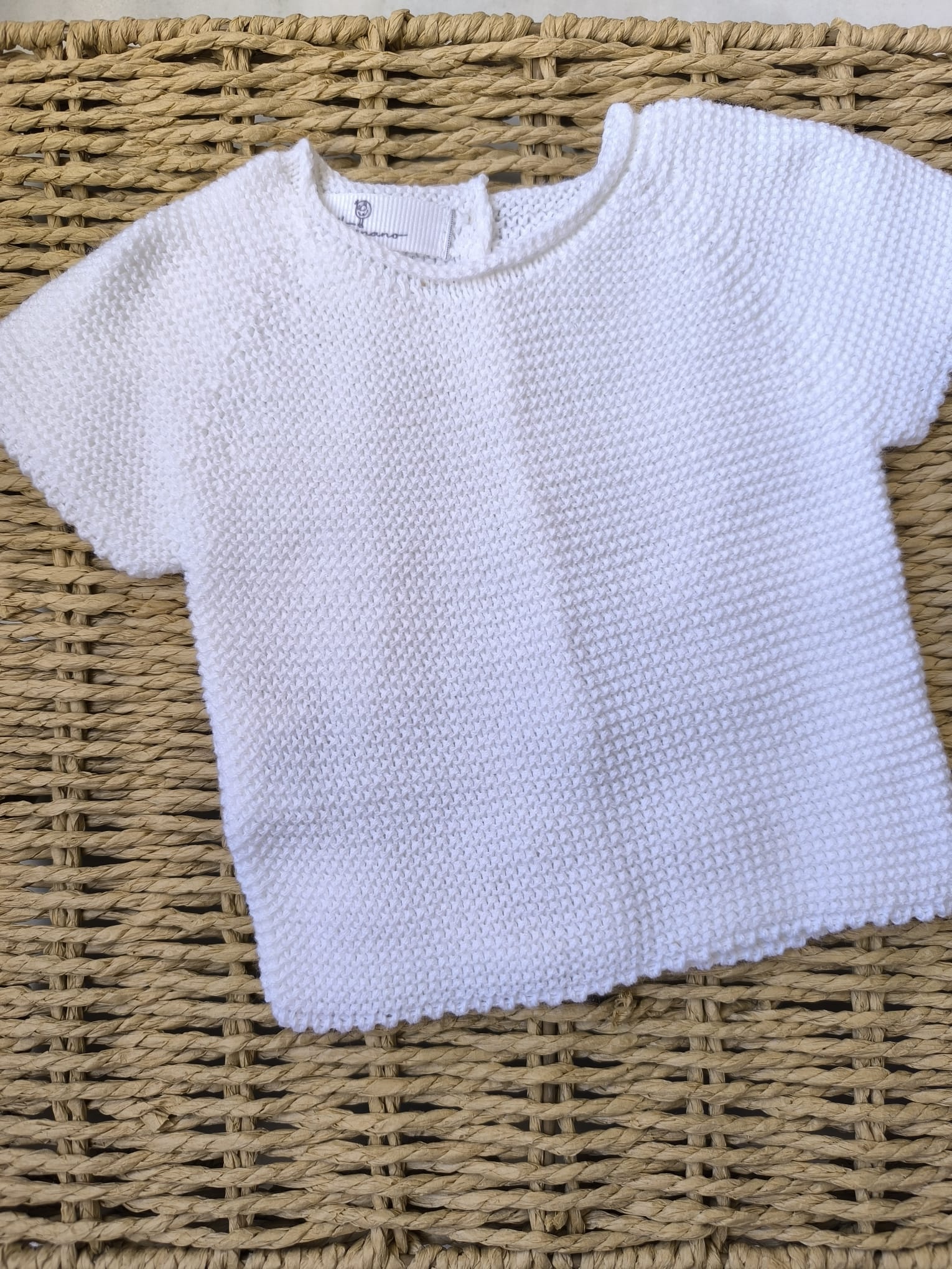 Conjunto jersey en manga corta y cubrepañal en punto bobo