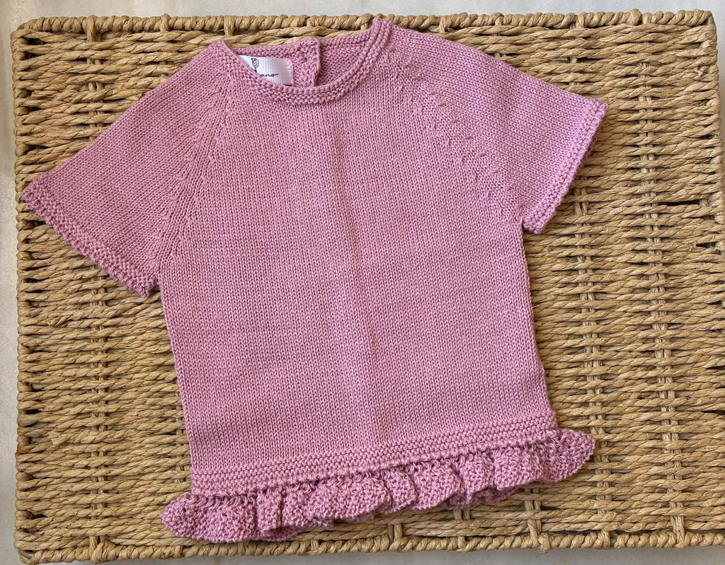 Conjunto jersey manga corta en punto liso con volante + cubrepañal