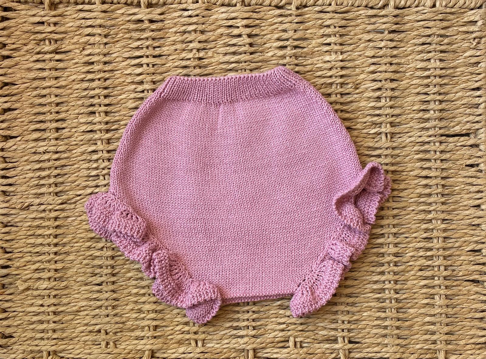 Conjunto jersey manga corta en punto liso con volante + cubrepañal