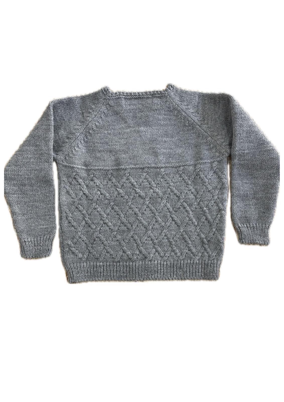 Jersey punto bobo trenzado gris