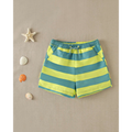 Bañador de niño de rayas verde con cintura con cordón ajustable