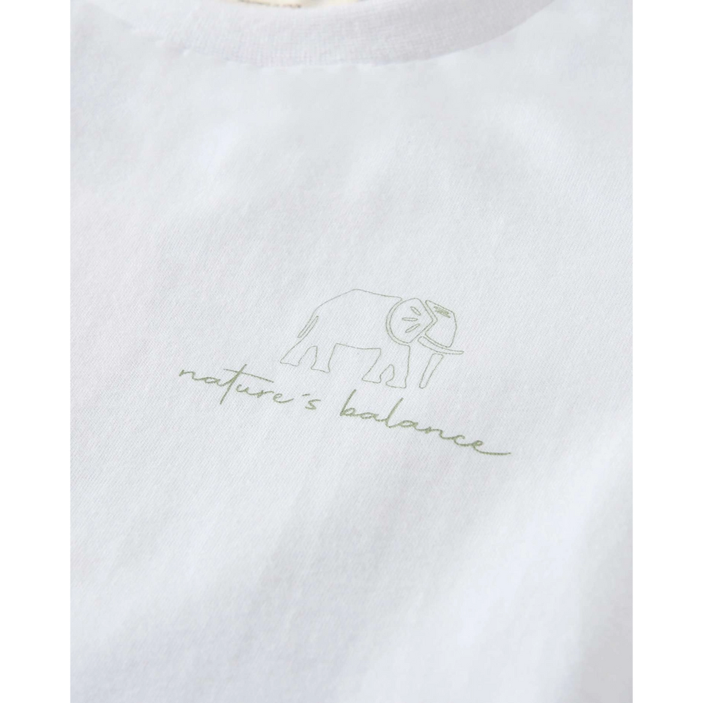 Camiseta de niño blanca con dibujo geométrico con elefante
