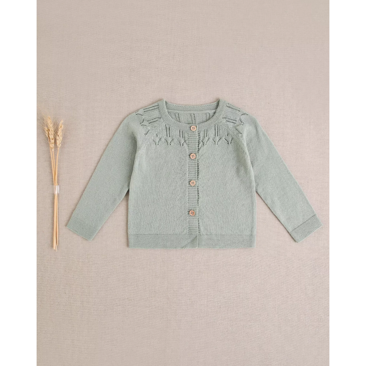 Chaqueta de bebé de punto color verde