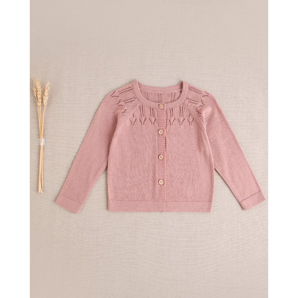 Chaqueta de bebé niña de punto color rosa