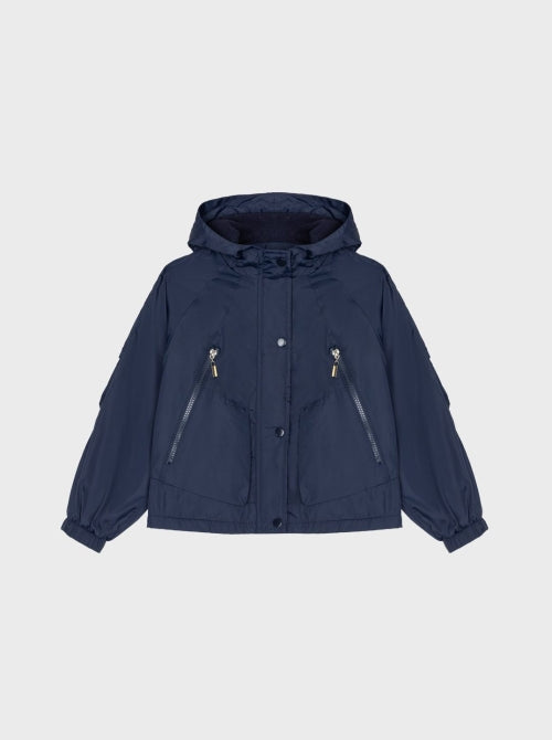 Parka con capucha para niña azul marino - vista frontal