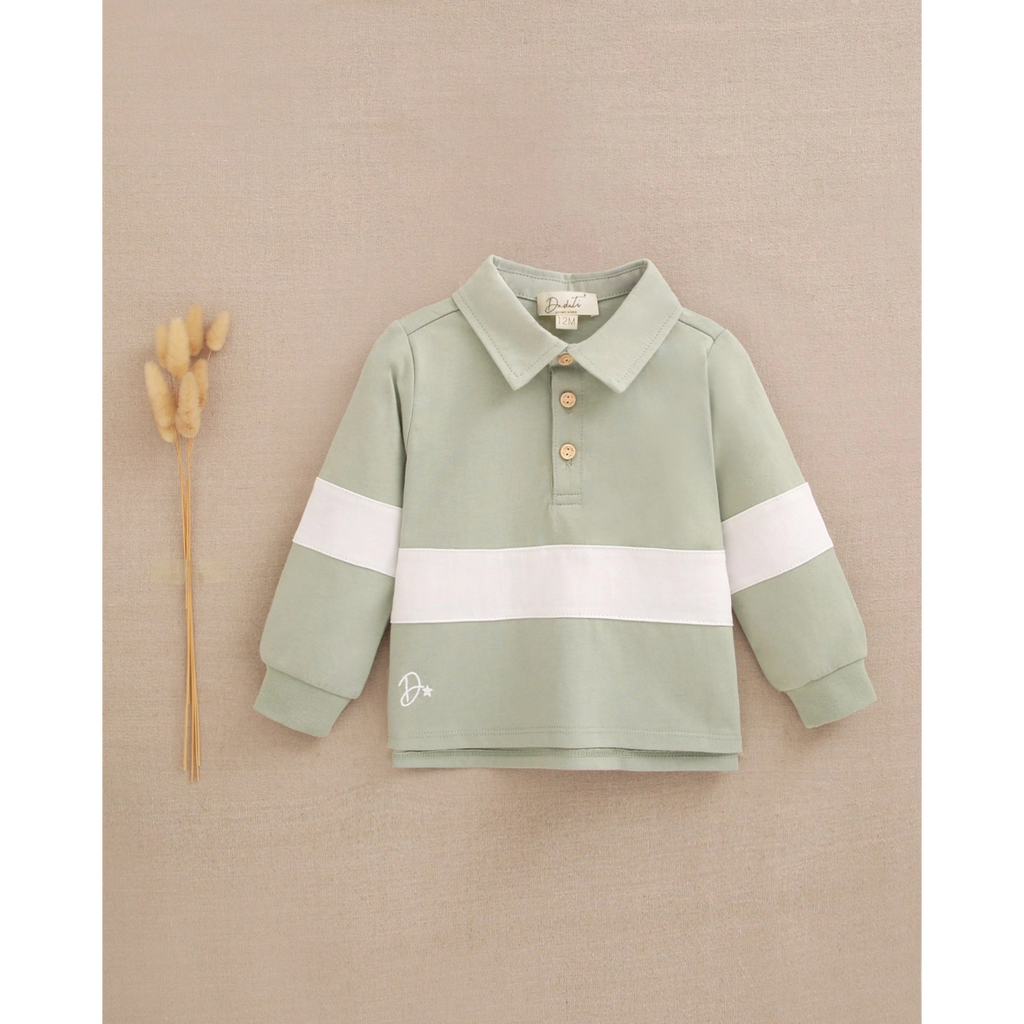 Polo de bebé niño de rayas en tres piezas con logotipo