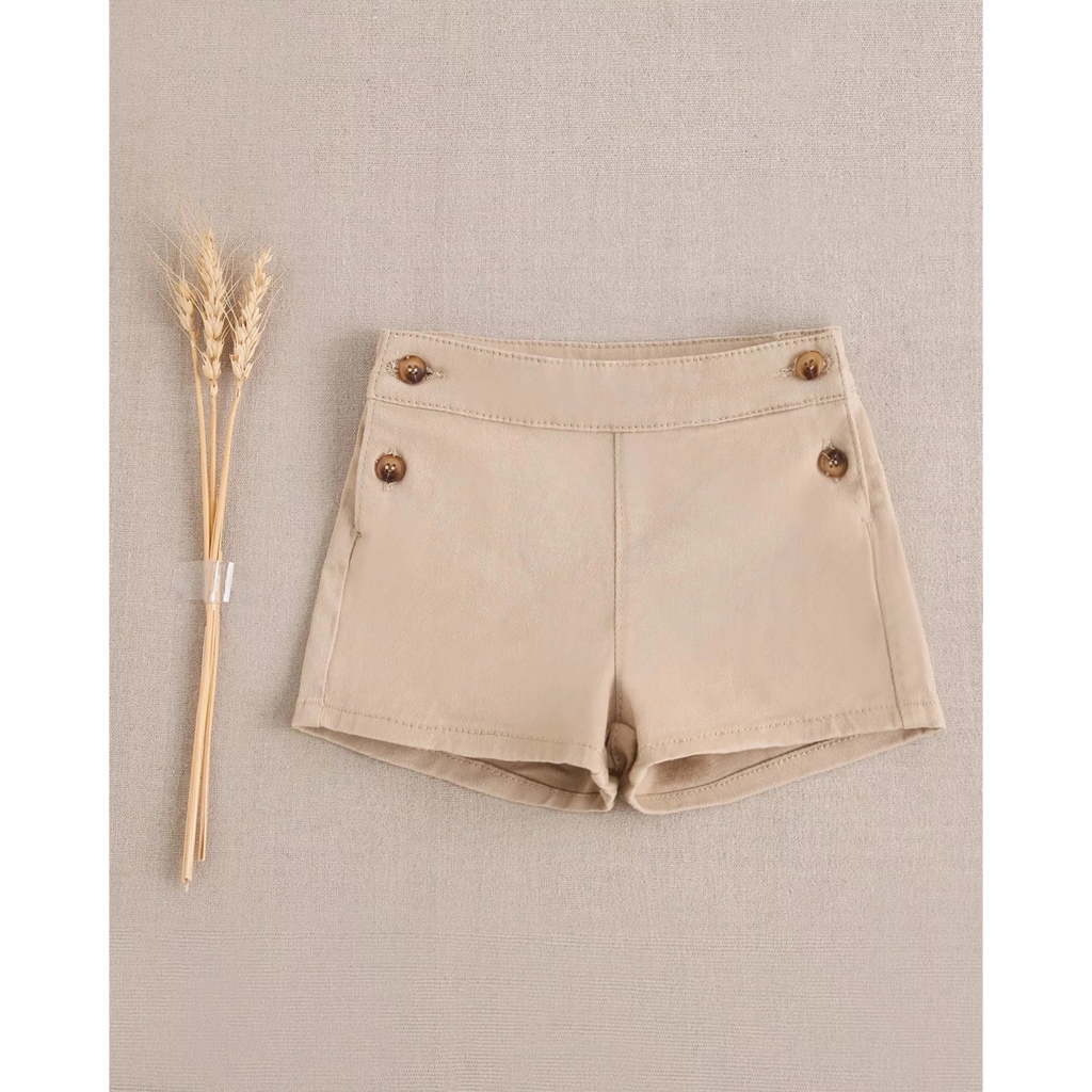Short de bebé niño beige con botones