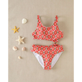 Trikini de niña con estampado geometrico y detalle en la cintura