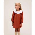 Vestido de niña color teja y manga larga abullonada