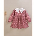 Vestido de niña estampado con cuello con volante bordado