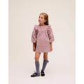 Vestido de niña rosa con estampado de hojas azules